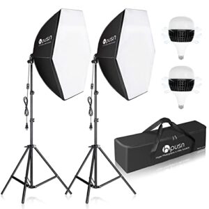 viciall hpusn softbox lighting kit 2x76x76cm photography continuous lighting system photo studio equipment with 2pcs e27 socket 85w 5400k bulbs for filming model portrait product fashion photography
