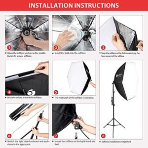 VICIALL HPUSN Softbox Lighting Kit 2x76x76cm Photography Continuous Lighting System Photo Studio Equipment with 2pcs E27 Socket 85W 5400K Bulbs for Filming Model Portrait Product Fashion Photography