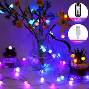 Color Changing Globe String Lights,16.4Ft 50 LED Waterproof Colorful Ball Fairy Lights with RF Remote & APP, 5V USB RGB Music Sync Twinkle Ball Lights for Garden Camping Dinner Wedding Birthday Party