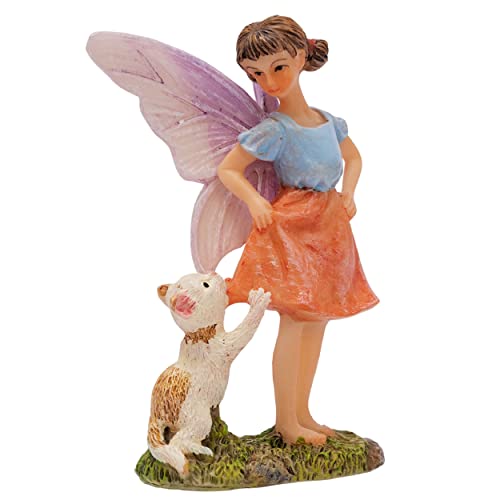 PRETMANNS Fairy Garden Fairies - Fairy Garden Accessories - Fairies for Fairy Garden Outdoor - Garden Fairy Figurine Ava with Cat for Miniature Garden - 1 Item