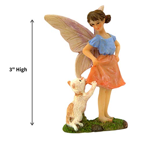 PRETMANNS Fairy Garden Fairies - Fairy Garden Accessories - Fairies for Fairy Garden Outdoor - Garden Fairy Figurine Ava with Cat for Miniature Garden - 1 Item