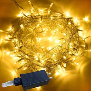fairy lights plug in, 32ft 100 led waterproof copper wire twinkle firefly lights with ul adaptor, starry string lights for bedroom indoor outdoor garden patio christmas wedding decorative (warm white)