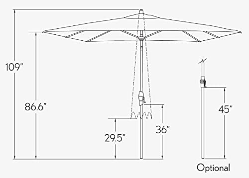 Treasure Garden 8 x 10-Foot Deluxe Auto-Tilt Rectangular Market Umbrella with Bronze Frame and Obravia2 Fabric: Forest Green