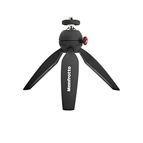 Manfrotto MTPIXIMII-B, PIXI Mini Tripod with Handgrip for Compact System Cameras, Made in Italy, for DSLR, Mirrorless, Video, Compact Size, Technopolymer and Aluminium, Black