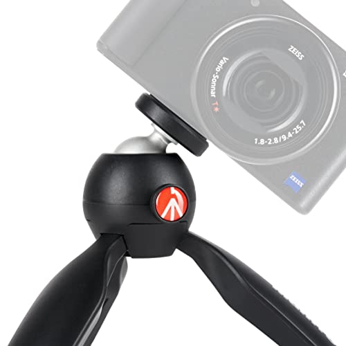 Manfrotto MTPIXIMII-B, PIXI Mini Tripod with Handgrip for Compact System Cameras, Made in Italy, for DSLR, Mirrorless, Video, Compact Size, Technopolymer and Aluminium, Black