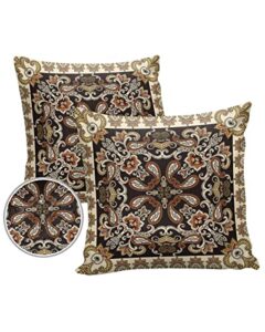 boho style outdoor waterproof throw pillow covers, decorative pillowcases polyester cushion covers for garden patio sofa couch 2 pack 24x24inch, vintage geometric texture