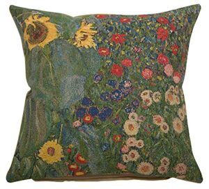 c charlotte home furnishings inc country garden a european cushion cover | decorative cushion case with cotton wool & viscose | 18×18 inch cushion cover for living room | inspired by gustav klimt