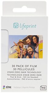 lifeprint 30 pack of film for lifeprint augmented reality photo and video printer. 2×3 zero ink sticky backed film