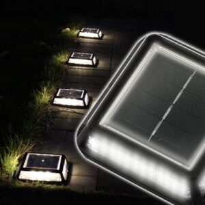 japard solar road stud light, driveway marker lights bright white, outdoor led solar powered boat dock lights aluminum waterproof wireless road studs for deck step stair garden ground walkway
