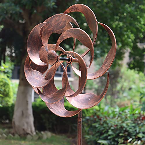 LERFUGI 360 Degrees Metal Swivel Classical Wind Spinner Willow Leaves for Patio Lawn Outdoor Yard Lawn Garden (21998)