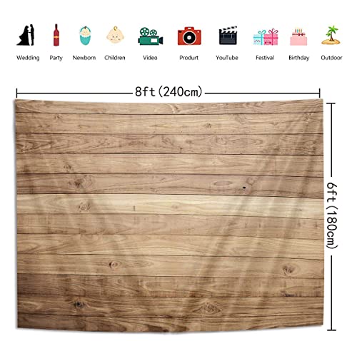 BINQOO 8x6ft Easter Wood Wall Background Happy Easter Brown Wood Backdrop Baby Shower Wooden Backdrops Birthday Party Newborn Wood Decoration Backdrops Props for Studio Photographers