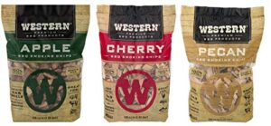 ultimate western bbq smoking wood chips variety pack bundle (3)- apple, pecan, and cherry flavors