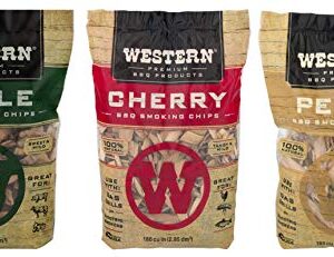 Ultimate Western BBQ Smoking Wood Chips Variety Pack Bundle (3)- Apple, Pecan, and Cherry Flavors