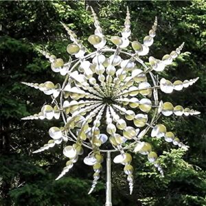 unique and magical metal windmill, 3d wind powered kinetic sculpture, metal wind spinner solar, lawn solar wind spinners for yard and garden, wind catchers metal outdoor patio decoration (32cm×32cm)