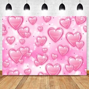 sunsfun backdropsonline pink love heart early 2000s backdrop y2k birthday party old school photoshoot backdrops 90s hearts valentines day portrait photo booth background props (7x5ft)