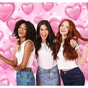 sunsfun BackdropsOnline Pink Love Heart Early 2000s Backdrop Y2k Birthday Party Old School Photoshoot Backdrops 90s Hearts Valentines Day Portrait Photo Booth Background Props (7x5ft)