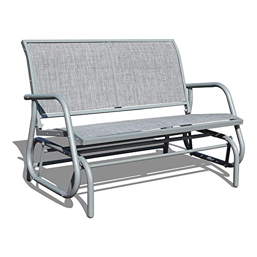 GOLDSUN 2 Person Deck Swing Glider Chair Patio Swing Bench Garden Rocking Seat for Outdoor Patio,Backyard,Deck Swimming Pool(Gray)