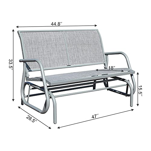 GOLDSUN 2 Person Deck Swing Glider Chair Patio Swing Bench Garden Rocking Seat for Outdoor Patio,Backyard,Deck Swimming Pool(Gray)