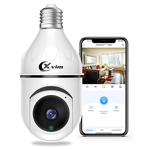 XVIM 2.4GHz WiFi Light Bulb Camera, 3MP Light Bulb Security Camera, Pan/Tilt Wireless Camera Indoor with Night Vision, Human Detection & Live Alerts, 2-Way Audio