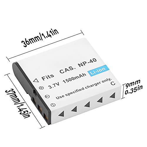 GEEKAM NP-40 Battery Pack, 1500mAh Rechargeable Battery(3-Pack) with USB Dual Charger for Video Camera Camcorders