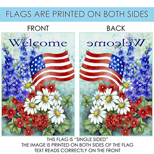 Toland Home Garden 112060 Patriotic Welcome Patriotic Flag 12x18 Inch Double Sided for Outdoor Flower House Yard Decoration