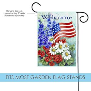 Toland Home Garden 112060 Patriotic Welcome Patriotic Flag 12x18 Inch Double Sided for Outdoor Flower House Yard Decoration