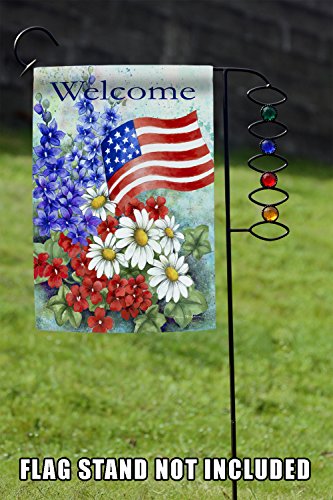 Toland Home Garden 112060 Patriotic Welcome Patriotic Flag 12x18 Inch Double Sided for Outdoor Flower House Yard Decoration