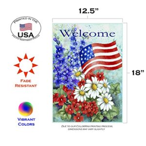 Toland Home Garden 112060 Patriotic Welcome Patriotic Flag 12x18 Inch Double Sided for Outdoor Flower House Yard Decoration