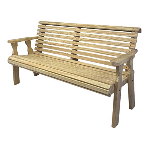 CAF Amish Heavy Duty 800 Lb Roll Back Pressure Treated Garden Bench (5 Foot, Unfinished)