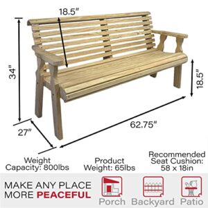 CAF Amish Heavy Duty 800 Lb Roll Back Pressure Treated Garden Bench (5 Foot, Unfinished)