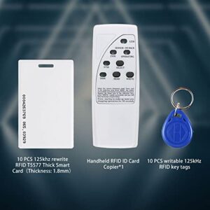 Handheld RFID ID Card Copier, 125kHz EM4305 RFID Proximity ID Card Reader/Writer/Duplicator, 10Pcs Writable 125kHz RFID Key Fob+10Pcs Contactless 125kHz RFID Proximity Smart Card