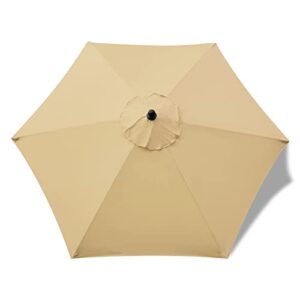 Sunnyglade 7.5Ft 6 Ribs Umbrella Canopy Replacement Patio Top Cover For Market Umbrella (Tan)