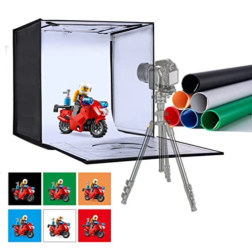 ZKEEZM Light Box Photography 24"x24" with 120 LED and 6 Colors Backdrops Photo Box with Lights Professional Foldable lightbox for Product Photography with 6500K Brightness, Picture Box Shooting