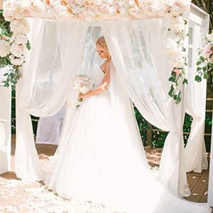 White Backdrop Curtains 2 Panels 5ft x 8ft Sheer Chiffon Backdrop Curtain Drapes for Birthday Party Wedding Decorations