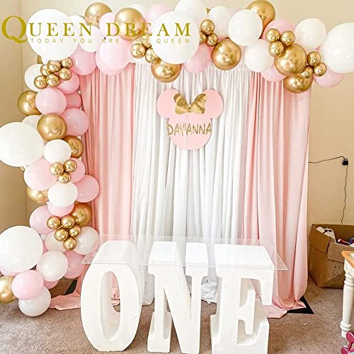 White Backdrop Curtains 2 Panels 5ft x 8ft Sheer Chiffon Backdrop Curtain Drapes for Birthday Party Wedding Decorations