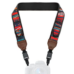 USA Gear TrueSHOT Neck Strap Neoprene Camera Straps - Padded Camera Strap, Pockets, and Quick Release Buckles - Compatible with Canon, Nikon, Sony and More DSLR and Mirrorless Cameras (Southwest)