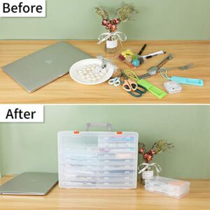 Photo Storage Box 4x6, 18 Inner Extra Large Photo Case Large Photo Organizer Acid-Free Photo Box Storage Photo Keeper Photo Storage Case, Plastic Craft Storage Box for Photo Stickers Stamps Seeds (Clear, 18 Boxes)