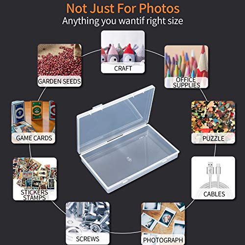 Photo Storage Box 4x6, 18 Inner Extra Large Photo Case Large Photo Organizer Acid-Free Photo Box Storage Photo Keeper Photo Storage Case, Plastic Craft Storage Box for Photo Stickers Stamps Seeds (Clear, 18 Boxes)