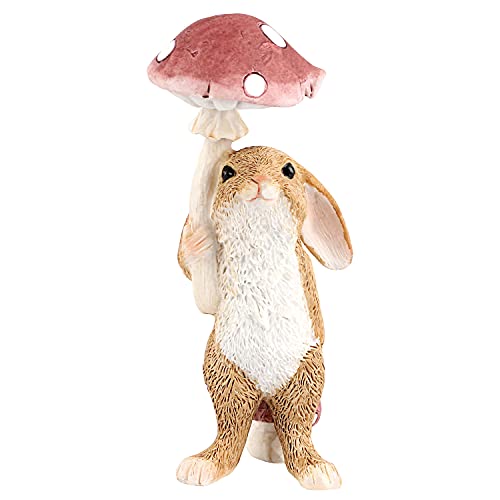 Tfro & Cile Fairy Garden Animal Statue Outdoor Miniature Umbrella Mushroom Rabbit Figurine - 4 Inch Height