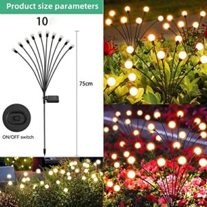 SUHERCBD Solar Garden Lights - New Upgraded Solar Swaying Light,2 Pack10 LED Solar Firefly Lights, Sway by Wind, Solar Outdoor Lights for Yard Patio Walkway Decoration, Warm White