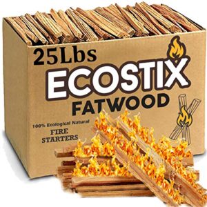 easygoproducts eco-stix fatwood fire starter kindling firewood sticks – 100% organic – firestarter for wood stoves, fireplaces, campfires, bonfires, 25 lbs