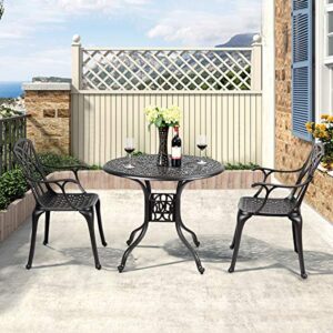 Giantex Set of 2 Outdoor Dining Chairs, Cast Aluminum Chairs with Armrest, 2-Pack Patio Armchairs for Garden, Backyard