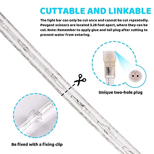 LED Rope Lights Outdoor Warm White - Waterproof 50ft SURNIE Cuttable 3000K Soft Lighting Indoor 110V Plug Connectable Flexible Thick Clear Tube for Bedroom Outside Garden Deck Patio Camping Decor