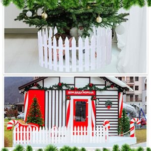 50 Pcs Christmas Plastic Picket Fence White Plastic Tree Fence Thick Plastic Fence Mini Fence Decorations Plastic Garden Fencing for Christmas Wedding Party Miniature Garden