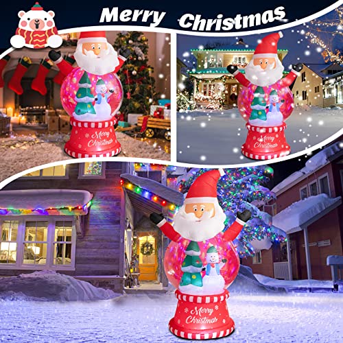 WONDER GARDEN Christmas Inflatable Blow Up Santa Claus with Build-in Rotating LEDs Inflatables for Holiday Party Xmas Lawn Garden Yard Decorations