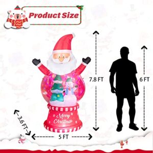 WONDER GARDEN Christmas Inflatable Blow Up Santa Claus with Build-in Rotating LEDs Inflatables for Holiday Party Xmas Lawn Garden Yard Decorations