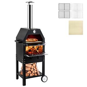 kodom outdoor pizza oven, wood fired pizza oven, large pizza oven, pizza maker camping cooker with 4 steel pizza grills and pizza stone for patio backyard