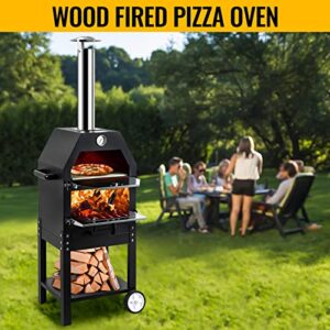 KODOM Outdoor Pizza Oven, Wood Fired Pizza Oven, Large Pizza Oven, Pizza Maker Camping Cooker with 4 Steel Pizza Grills and Pizza Stone for Patio Backyard