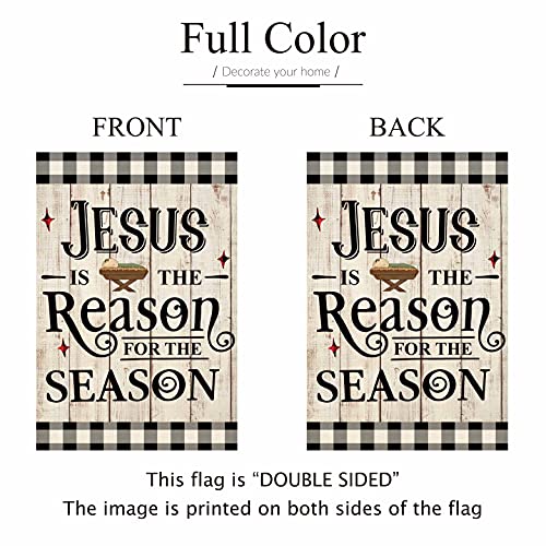 ORTIGIA Christmas Jesus is the Reason for the Season Garden Flag Vertical Double Sided 12x18inch Nativity Christmas Scene Story Yard Flag Winter Holiday Xmas Religion Outdoor Flag