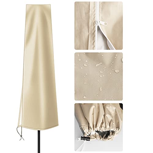 OKPOW Umbrella Covers for Outdoor Umbrellas - Small Patio Umbrella Cover for 6 ft to 9 ft Outdoor Table Umbrella - Waterproof Windproof Anti-UV Garden Parasol Covers, Khaki